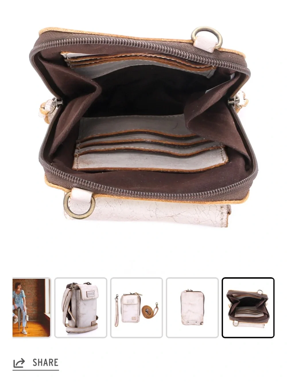 BED|STU Metallic Cream Crossbody Phone Holster with Gold Trim